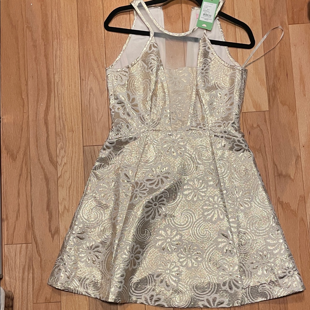 Elegant Gold Fit And Flare Lilly Pulitzer Dress Nwt